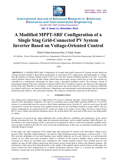 Top Pdf Grid Connected Photovoltaic System With Svpwm Inverter Base On Voltage Oriented Control At The Distribution System 1library