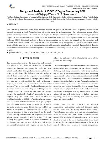 Design and Analysis of 150CC IC Engine Connecting ROD