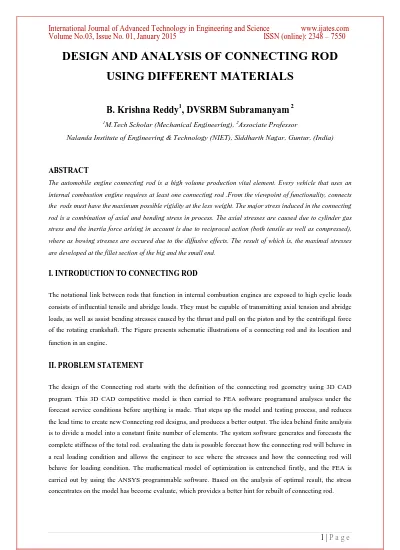 DESIGN AND ANALYSIS OF CONNECTING ROD USING DIFFERENT MATERIALS