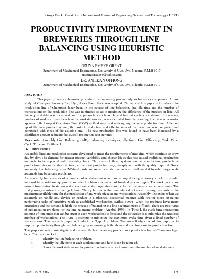 Top Pdf Productivity Improvement In Breweries Through Line Balancing Using Heuristic Method 1library