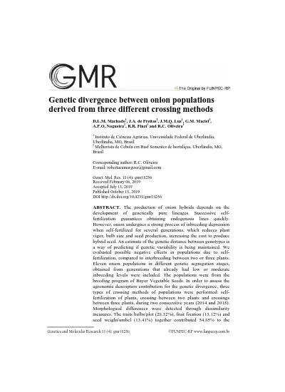 Genetic Divergence Between Onion Populations Derived From Three Different Crossing Methods