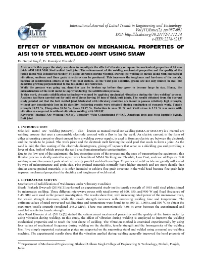 Top Pdf 1 Effect Of Vibration On Mechanical Properties Of Aisi 1018 Steel Welded Joint Using Smaw 1library