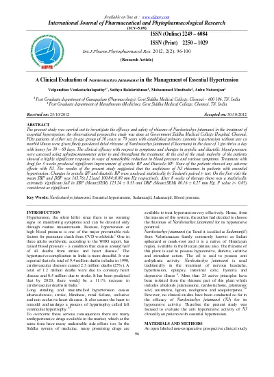 A Clinical Evaluation of Nardostachys jatamansi in the Management of ...