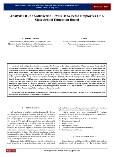 Compensation Practice And Job Satisfaction In Selected Consumer Goods In Lagos State Nigeria