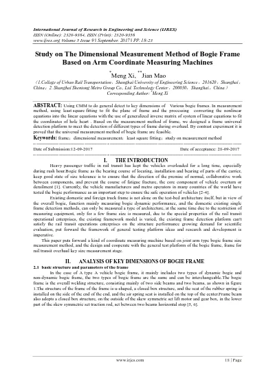 Design Of Universal Measuring Equipment For Bogie Frame