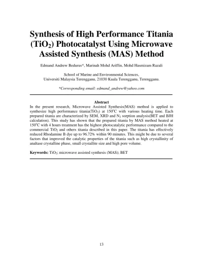 Top PDF Modified microwave method for the synthesis of visible 