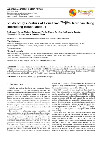 Top Pdf Study Of B E2 Values Of Even Even Isotopes Using Interacting Boson Model 1 1library