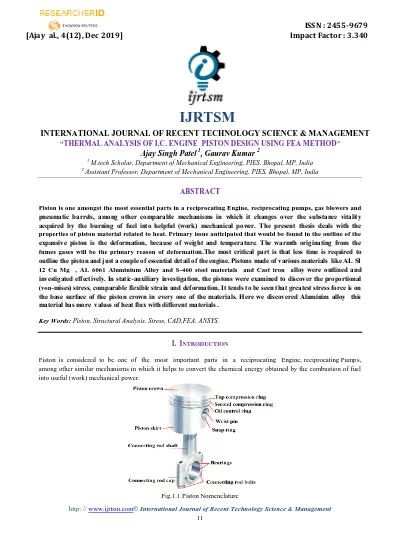 THERMAL ANALYSIS OF I.C. ENGINE PISTON DESIGN USING FEA METHOD