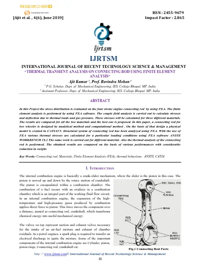 THERMAL TRANSIENT ANALYSIS ON CONNECTING ROD USING FINITE ELEMENT ANALYSIS