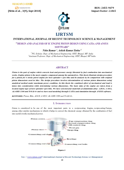 DESIGN AND ANALYSIS OF IC ENGINE PISTON DESIGN USING CATIA AND ANSYS SOFTWARE