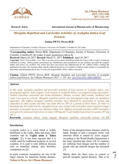 PHYTOCHEMICAL CONSTITUENTS AND PHARMACOLOGICAL ACTIVITIES OF 