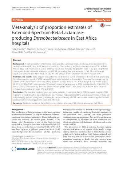 Proportion Of Extended Spectrum Ss Lactamase Producing Enterobacteriaceae In Community Setting In Ngaoundere Cameroon