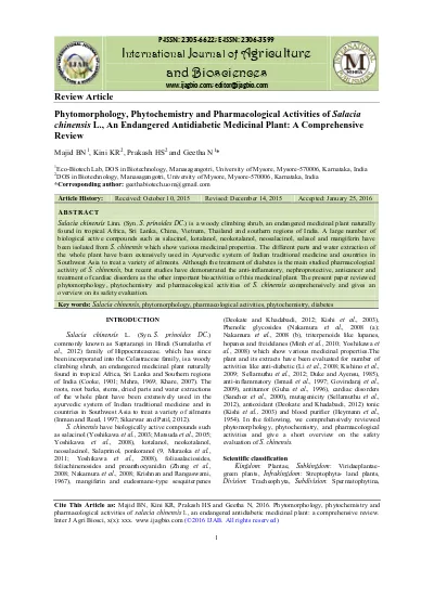 Ethno-Phyto-Pharmacological Overview on Rauwolfia tetraphylla L.