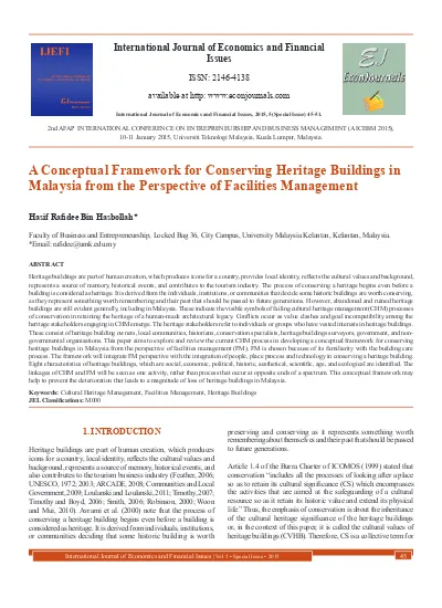 A Theoretical Framework To Support Facilities Maintenance Management Of Higher Education Institutions Buildings In Nigeria