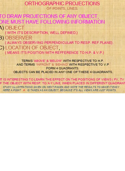 Orthographic Projection Of Points Line Ppt