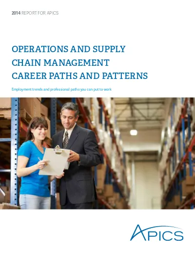 OPERATIONS AND SUPPLY CHAIN MANAGEMENT CAREER PATHS AND PATTERNS