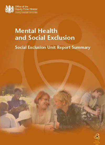 Mental Health And Social Exclusion Social Exclusion Unit Report Summary