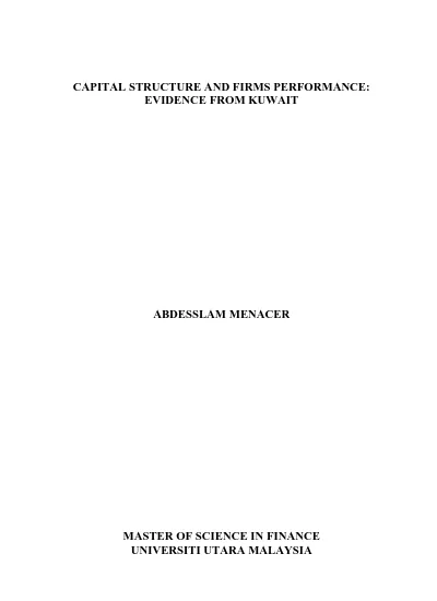 Capital structure and firms performance: Evidence from Kuwait