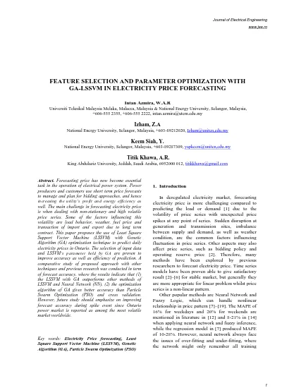 Top Pdf Feature Selection And Parameter Optimization With Ga Lssvm In Electricity Price Forecasting 1library