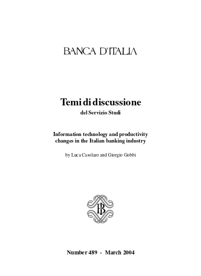 Information Technology And Productivity Changes In The Italian Banking Industry