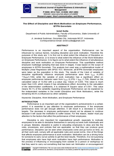 Top Pdf The Effect Of Discipline And Work Motivation On Employee Performance Btpn Gorontalo 1library