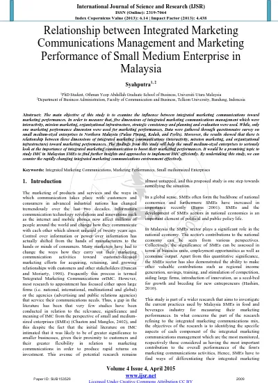 Impacts Of Marketing Mix Strategy To Small And Medium Enterprises 