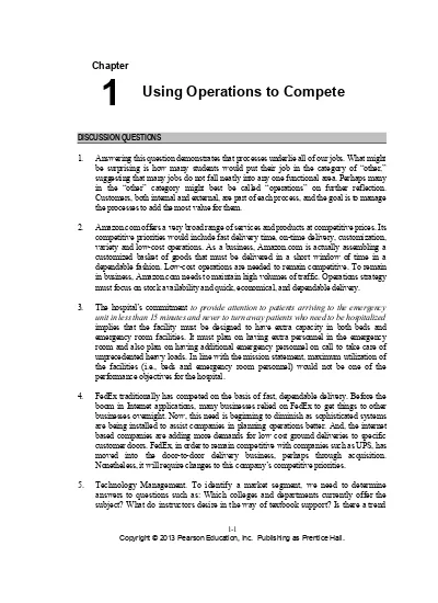 Solution Manual for Operations Management Processes and Supply Chains 10th Edition by Krajewski