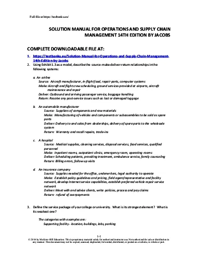 Solution Manual for Operations and Supply Chain Management 14th Edition by Jacobs