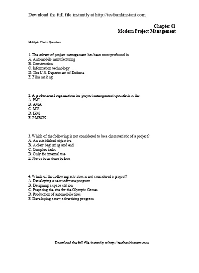 Test Bank for Project Management the Managerial Process 5th Edition by Larson