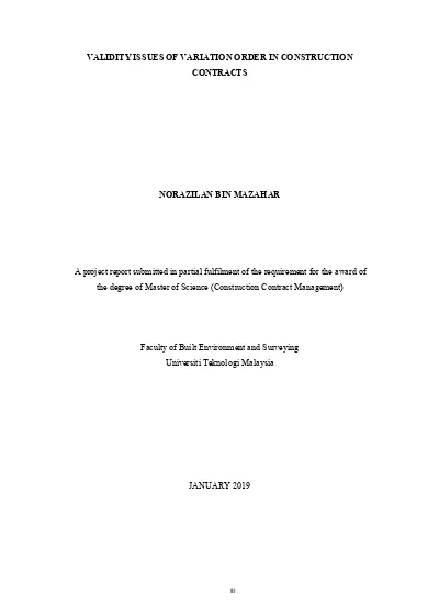 Validity Issues Of Variation Order In Construction Contracts