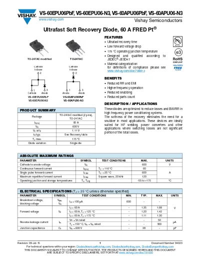 60 против 60. 60apu06 Ultrafast диод характеристики. Datasheet vs-60apu06pbf. 60apu06 характеристики. Транзистор 60epu06.