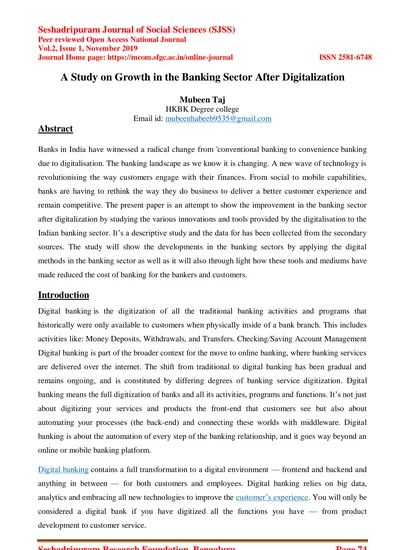 research paper on digitalization in banking sector